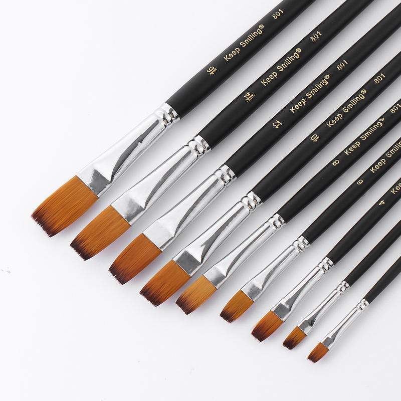 

BGLN 801 9 Pcs/set Nylon Hair Oil Paint Brushes Flat Painting Brush For Oil Acrylic Brush Pens pincel para pintura Schoo