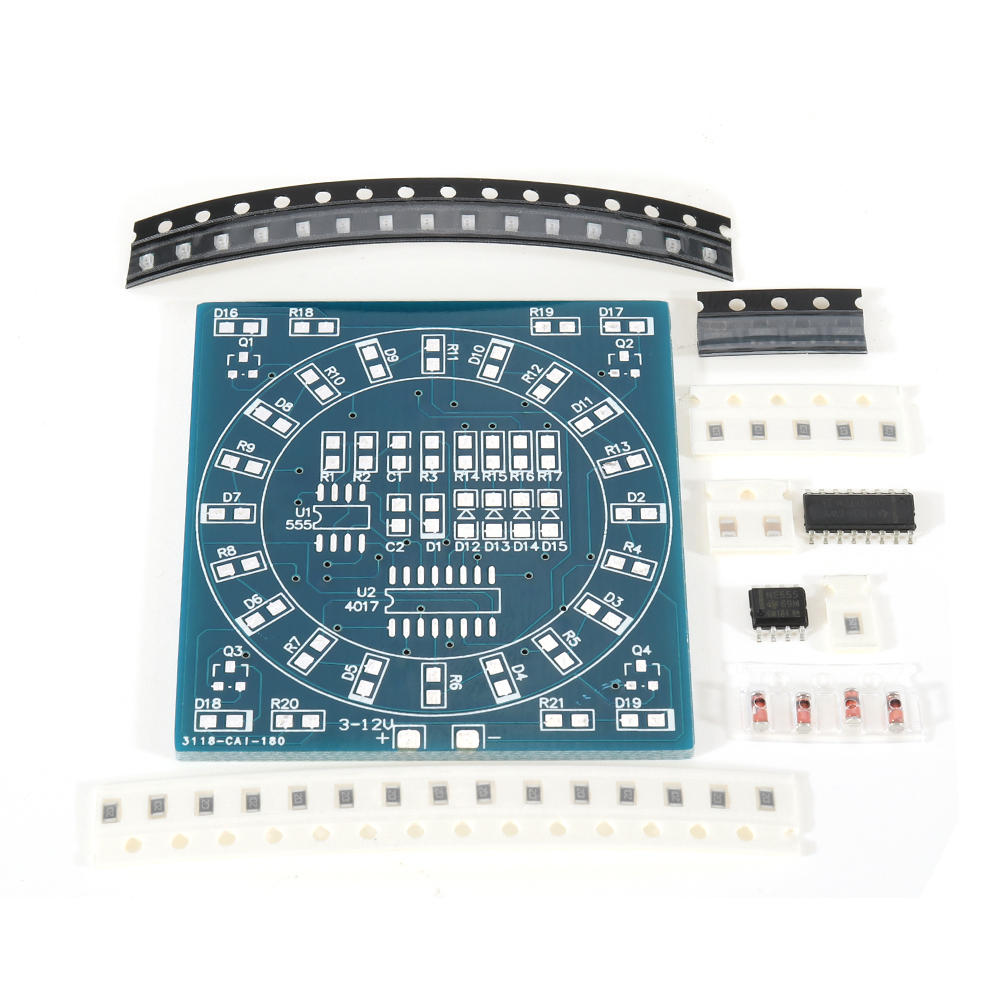 3 stks DIY SMD Component Soldeerpraktijkbord Mini PCB Roterende LED Flash Kit