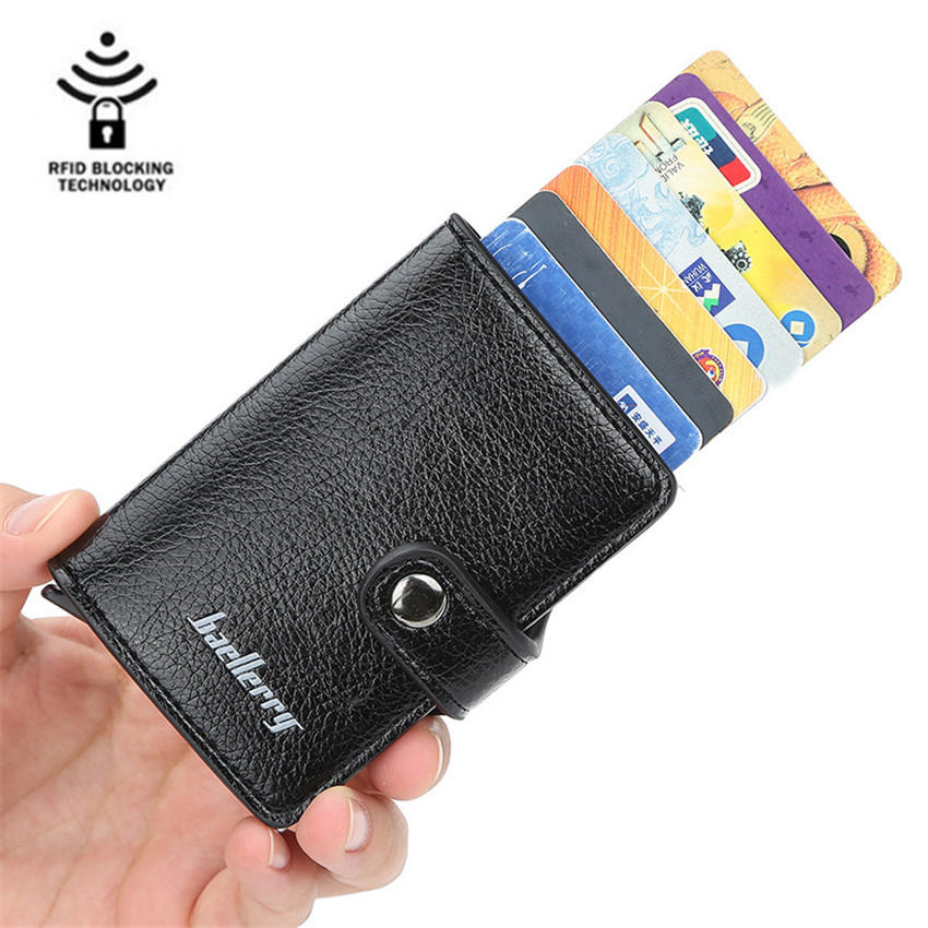Baellerry Men Business RFID Anti-scan Mini Magic Automatische creditcard Metalen munten Tas Portemon