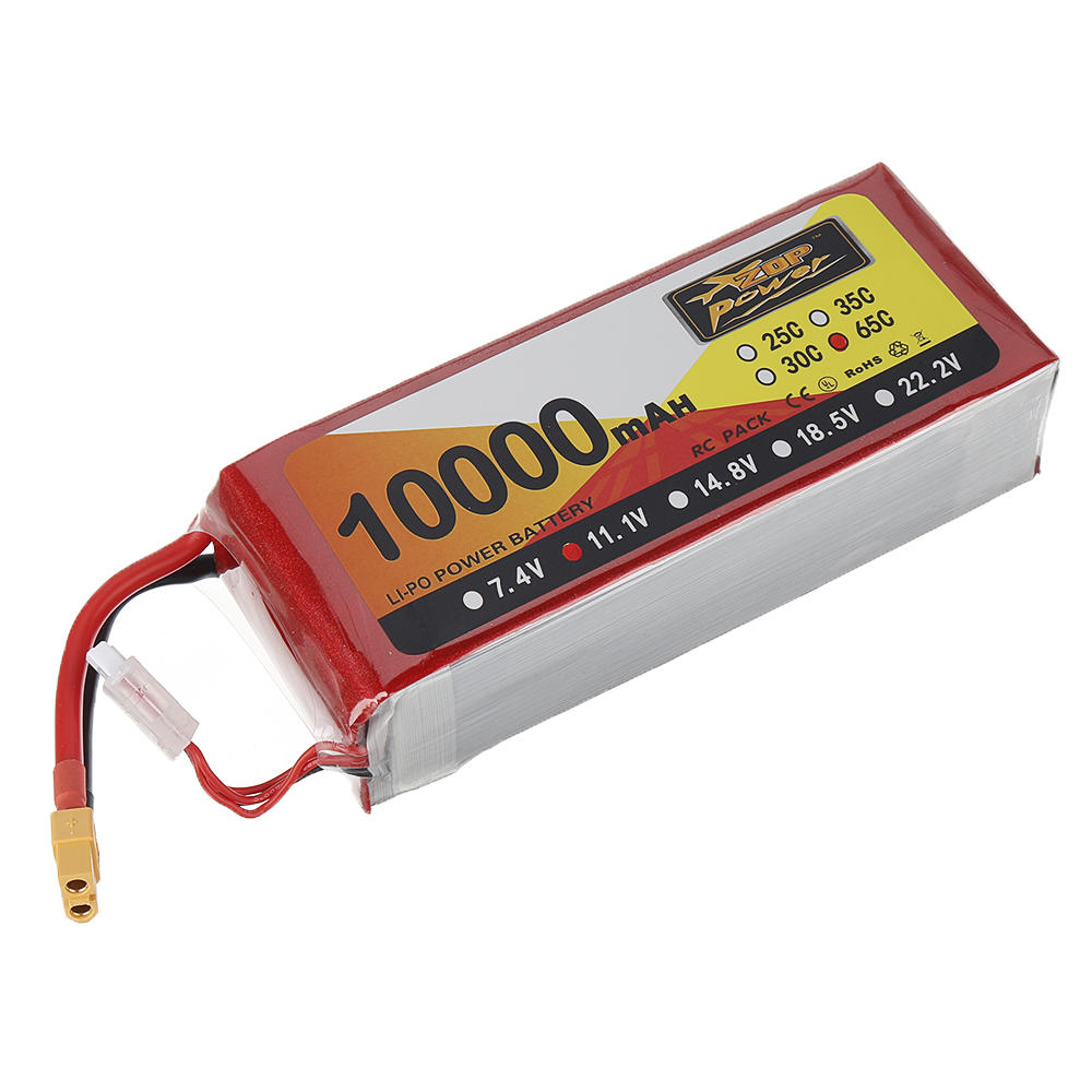 

ZOP Power 11.1V 10000mAh 65C 3S Lipo Battery XT60 Plug for FPV RC Quadcopter Agriculture Drone