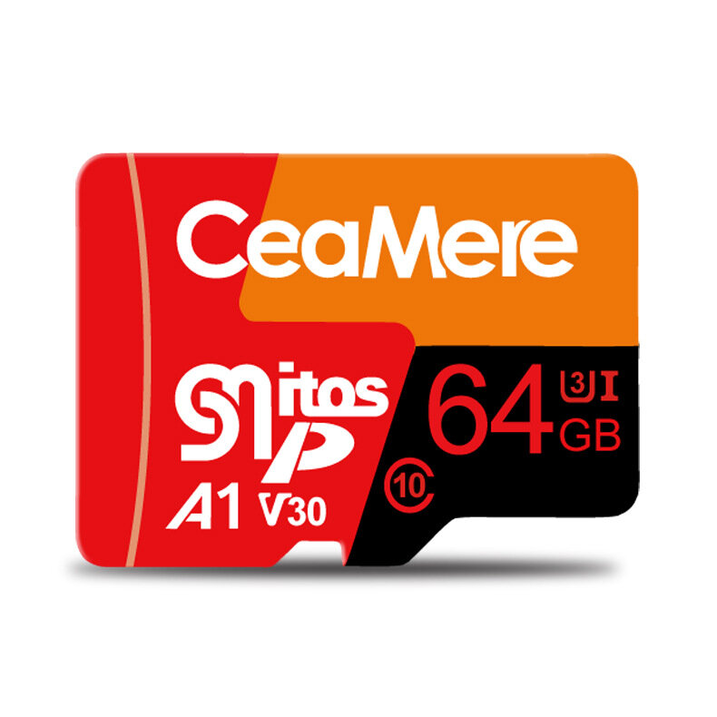 Ceamere Tri-color geheugenkaart 32GB/64GB Class10 High Speed TF-kaart Gegevensopslag MP4 MP3-kaart v