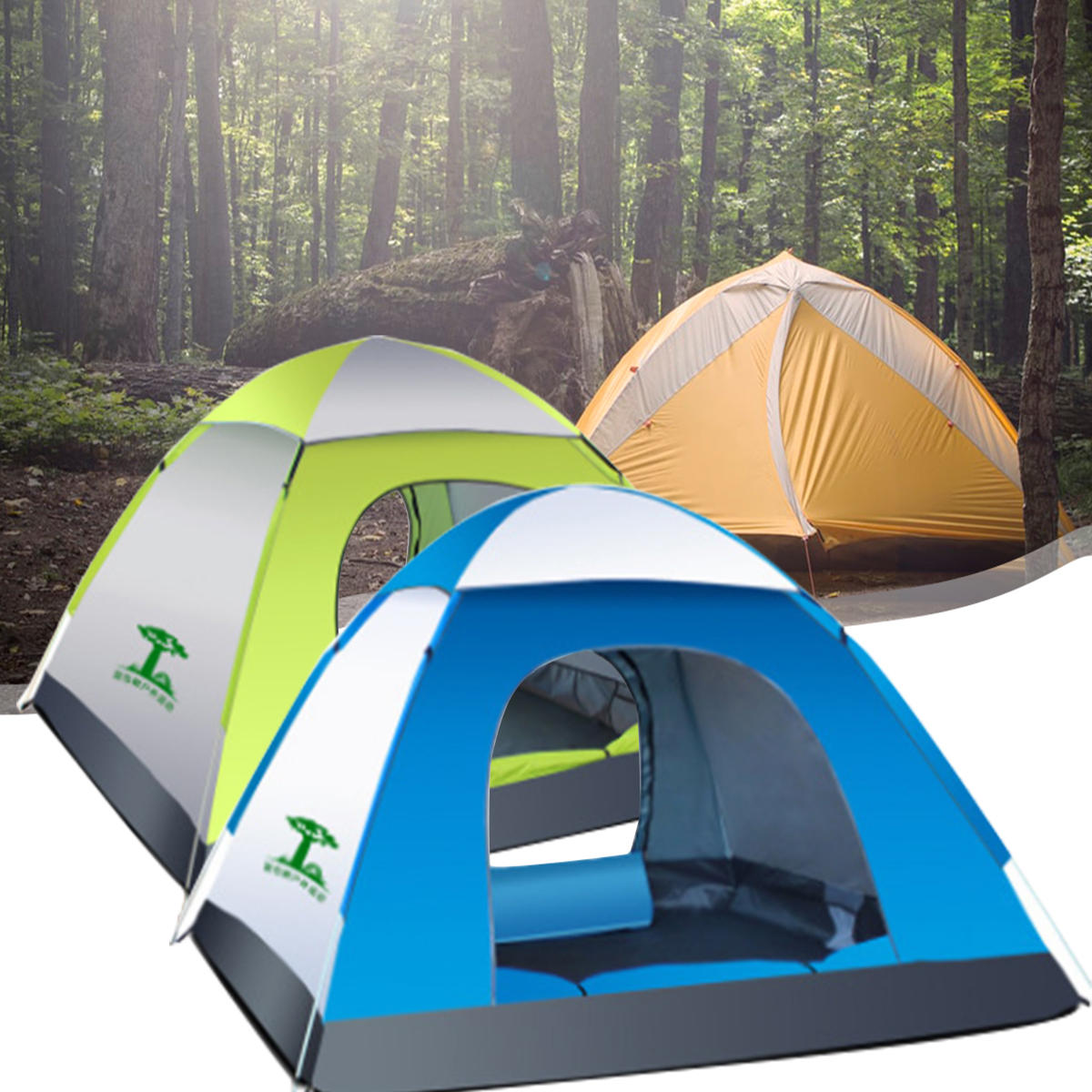 Tenda automatica impermeabile per 3-4 persone per campeggio all'aperto, in tessuto Oxford 210D, tenda da spiaggia da viaggio.