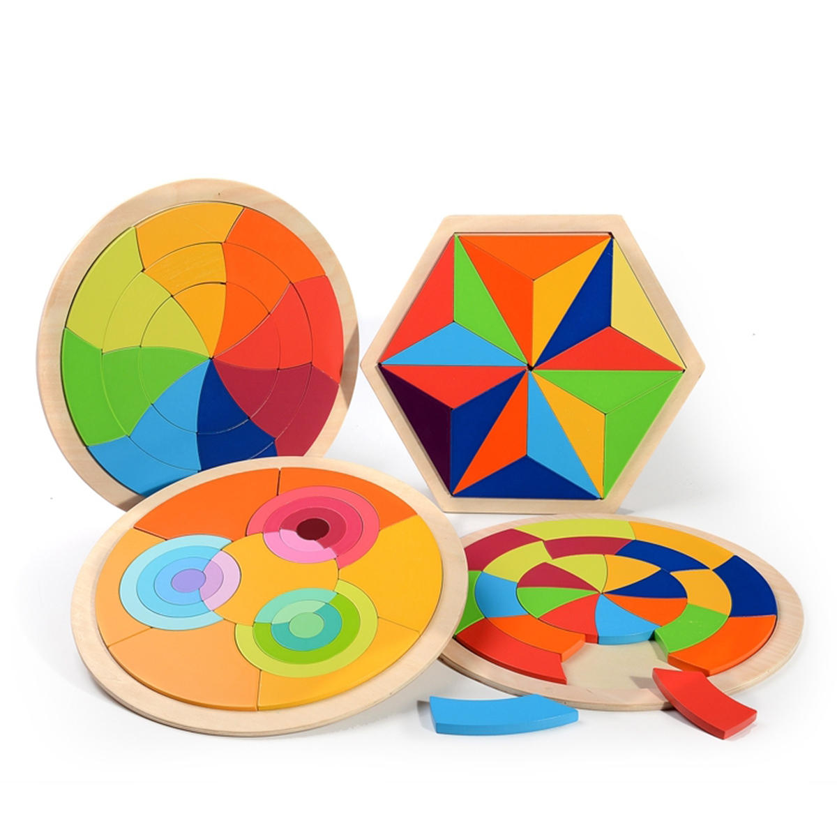 Kleurrijke regenboog houten blokken puzzel speelgoed kinderen leren educatief spel