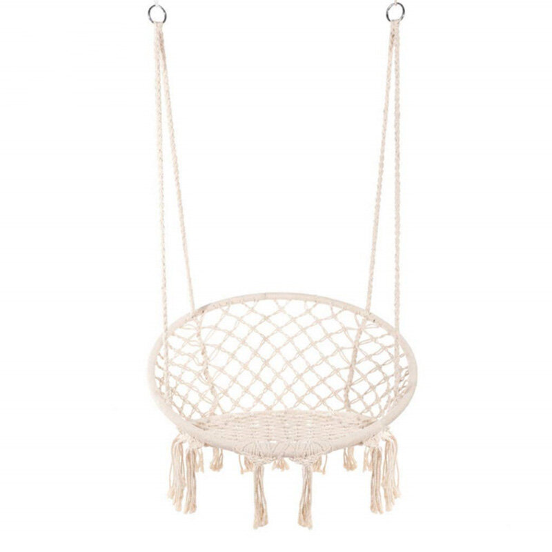 

Hammock Chair Macrame Swing Handmade Knitted Hanging Cotton Rope Chair for Home Patio Deck Yard