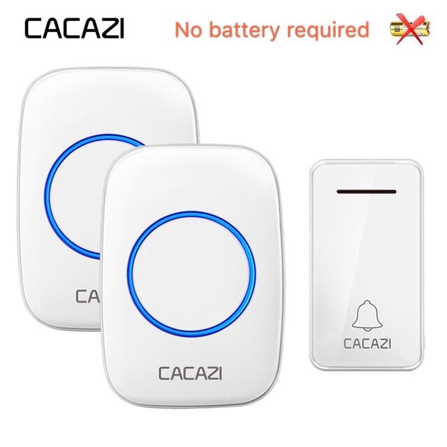 

CACAZI FA10-2 Self-powered Wireless Music Doorbell Waterproof No battery Calling Doorbell Chime 1 Button 2 Receiver