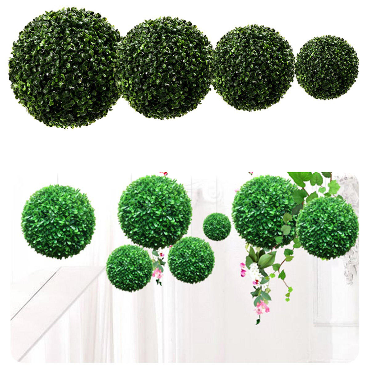 10-30 cm Kunstmatige groene topiary gras hangende balplant Home Yard Decorations