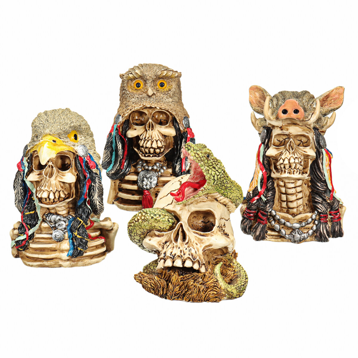 Halloween Skull Ornament Resin Skull Head Skeleton Crafts Statue Desktop Decorations