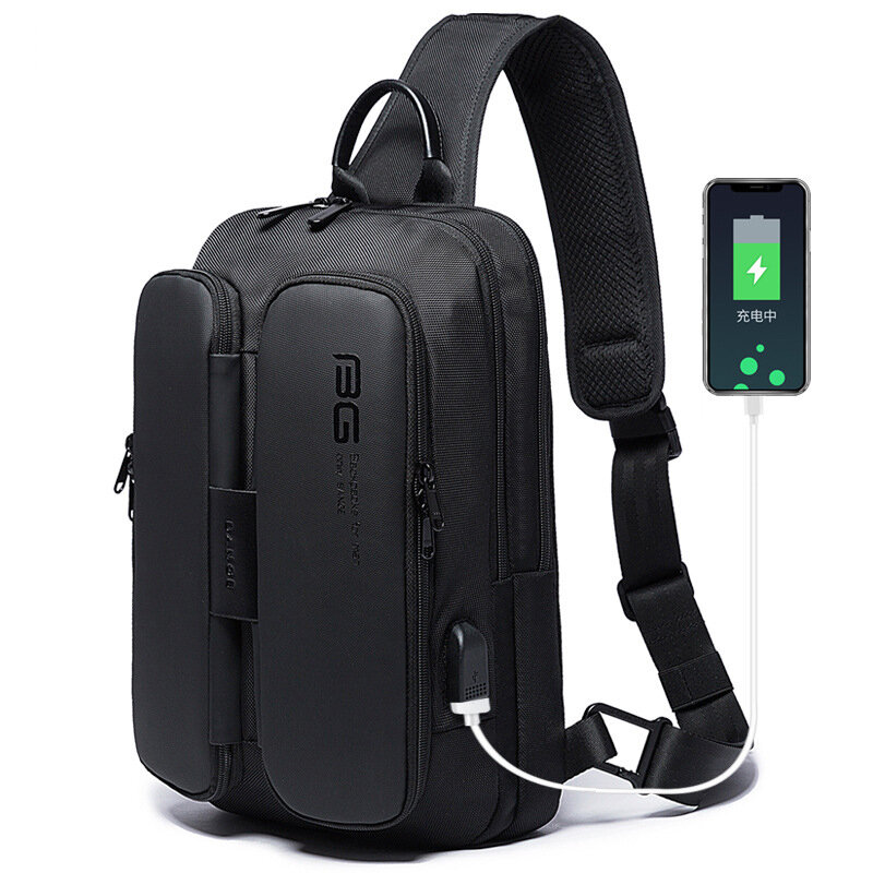 BANGE USB-oplaadbare schoudertas Anti-diefstal borsttas Reistas voor heren Boodschappentas