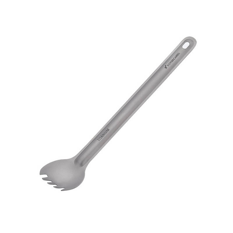 IPRee® Ta8121F Titanium Long Handle Fork Spoon Camping Picnic Tableware