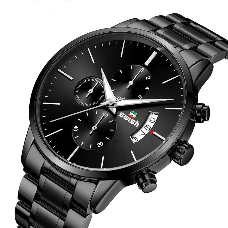 

SWISH 917 Fashion Men Watch 3ATM Waterproof Luminous Date Display Stainless Steel Strap Quartz Watch