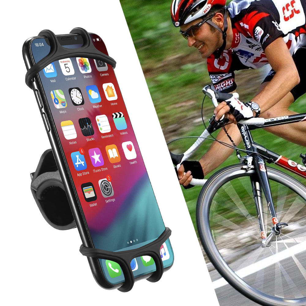 

Floveme Bike Bicycle Handlebar Clamp Phone Holder 360º Rotation For 4.0-6.5 Inch Smart Phone iPhone XS Max Samsung Galax