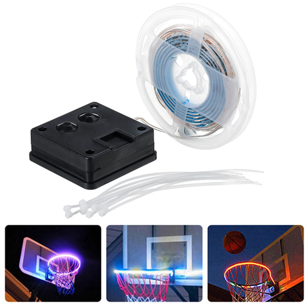 1M Solar Powered Waterproof 8 Modes IP67 RGB White 30LED Basketball Rim Strip Light for Outdoor Use