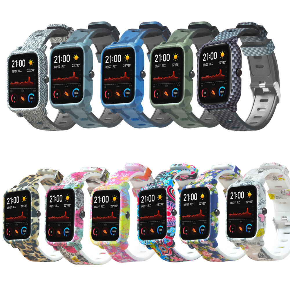 Kleurrijke siliconen horlogeband en hoes voor Amazfit GTS