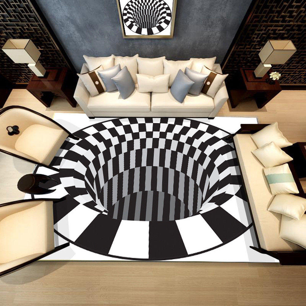 

Bakeey 3D Bottomless Hole Shaggy Carpet Anti-Skid Rug Home Living Room Floor Mat RS