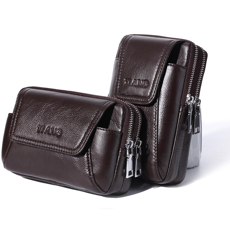 Men Genuine Leather Waist Bag Phone Bag For Outdoor Travel Daily