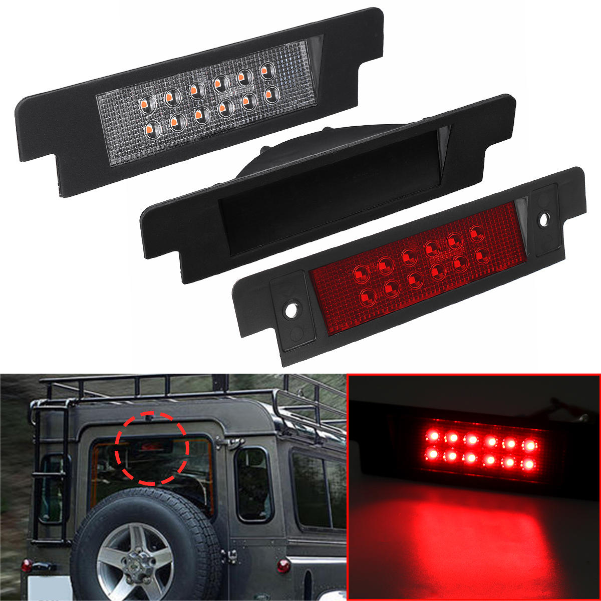 LED High Mount Stop Tail remlichtlamp Rood voor Land Rover Defender 1990 -2016 Discovery 1 2 1994-20