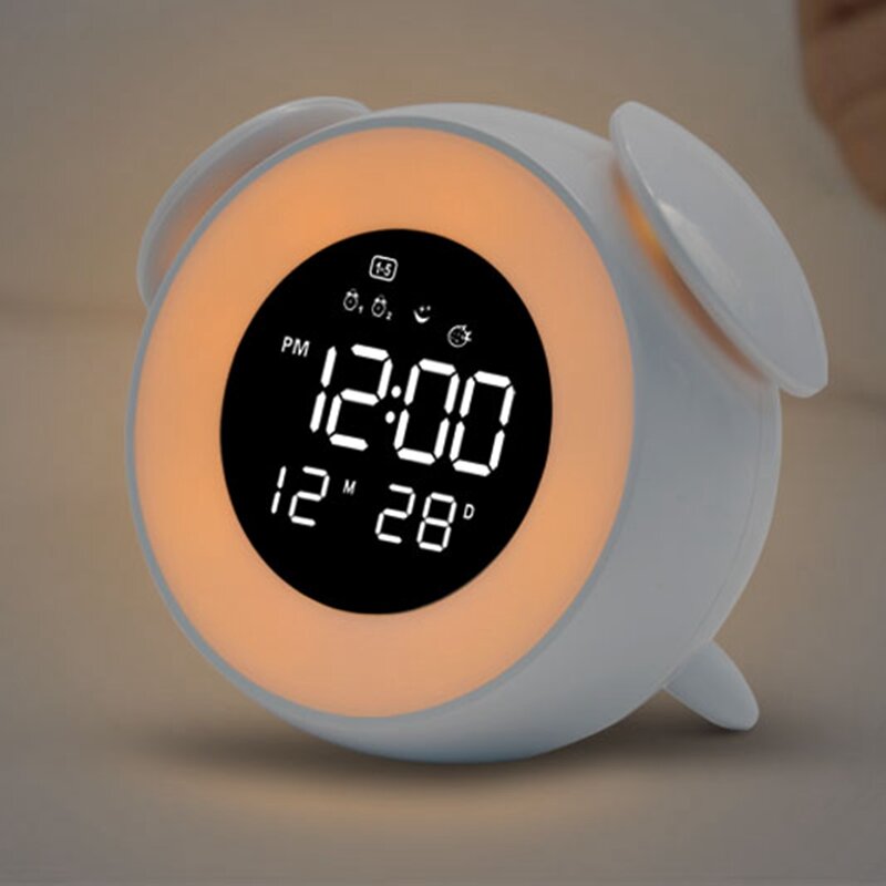 LD908 LED Wake Light Clock Omgevingslicht Oplaadbare wekker met Sunset-modus Digitaal 12/24 uur disp