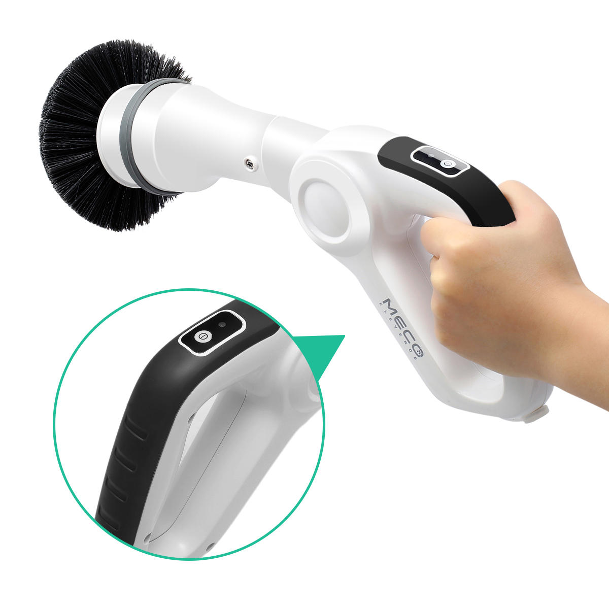 MECO Electric Spin Scrubber Cleaner Power Cordless Tub and Tile Scrubber Handheld Cleaning Supplies with 3 Replaceable B