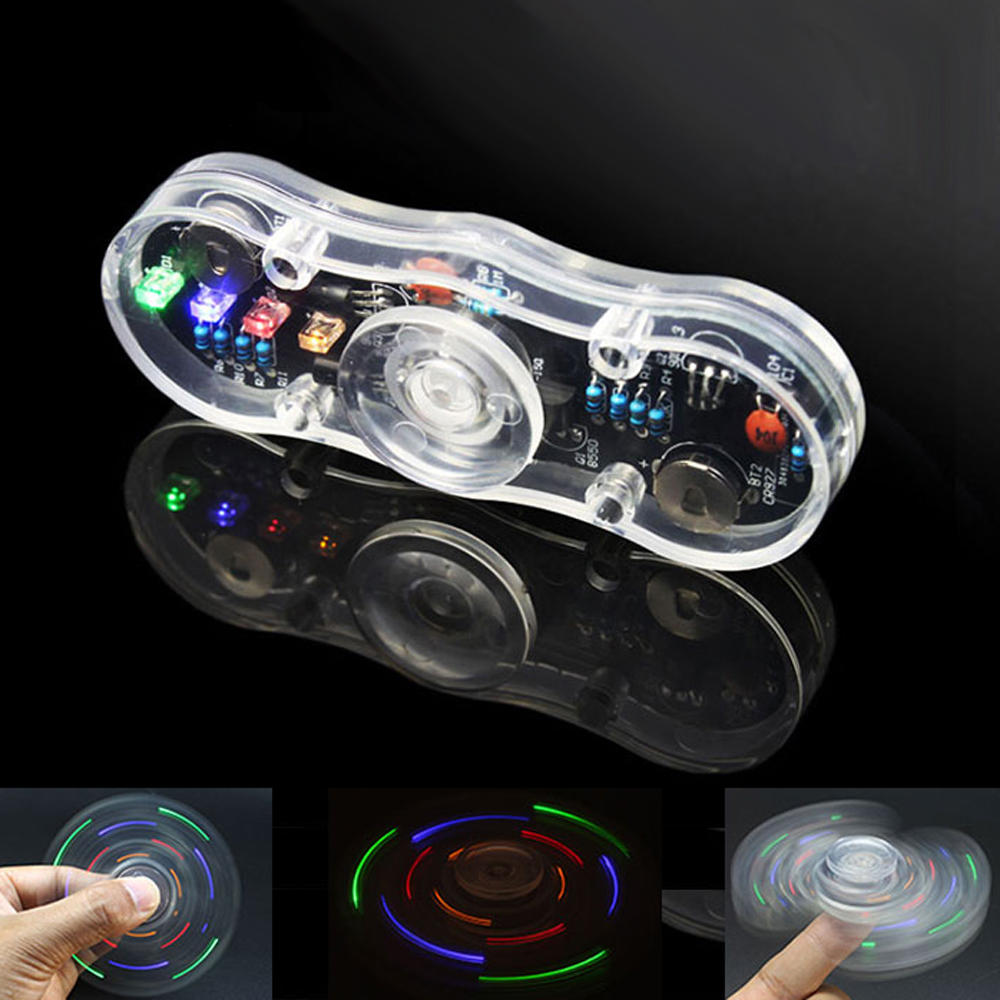 DIY Electronic POV Rotate Fingertip Gyro Soldeerkit Colorful LED Elektronisch trainingsonderdeel