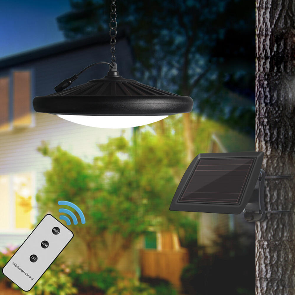 Solar Powered Pendant Light Remote Control Hanging Lamp Waterproof Yard Garden