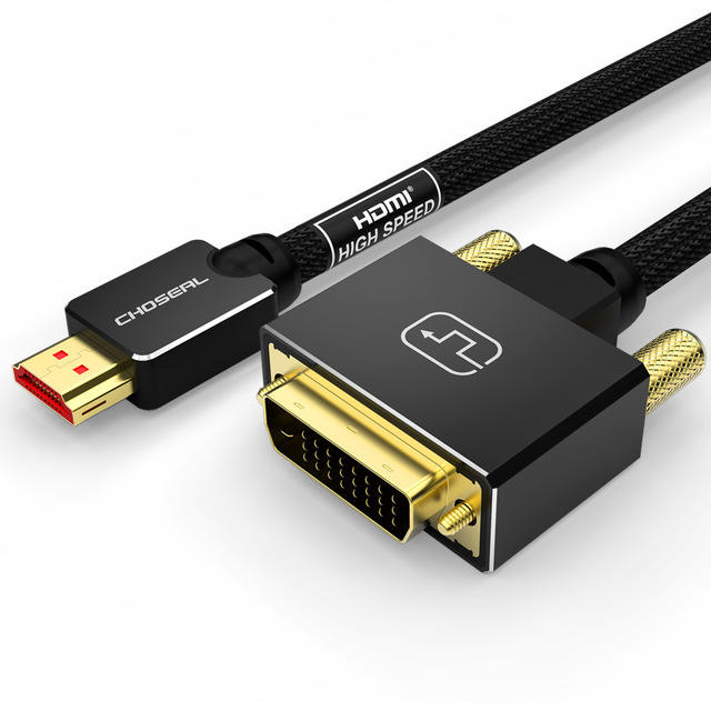 

CHOSEAL HDMI To DVI Cable DVI 24+1 Pin Adapter 4K 1080P Bi-directional DVI D Male to HDMI Male Converter Cable HDMI Cabl