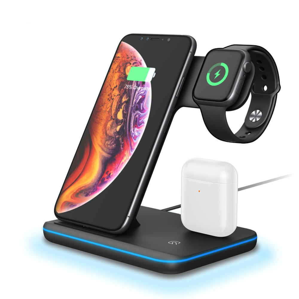 

Bakeey 3in1 Breathing Light 15W Qi Fast Charging Wireless Charger Dock for IPhone 11 Watch 9T Mi9 Pro HUAWEI P30Pro for