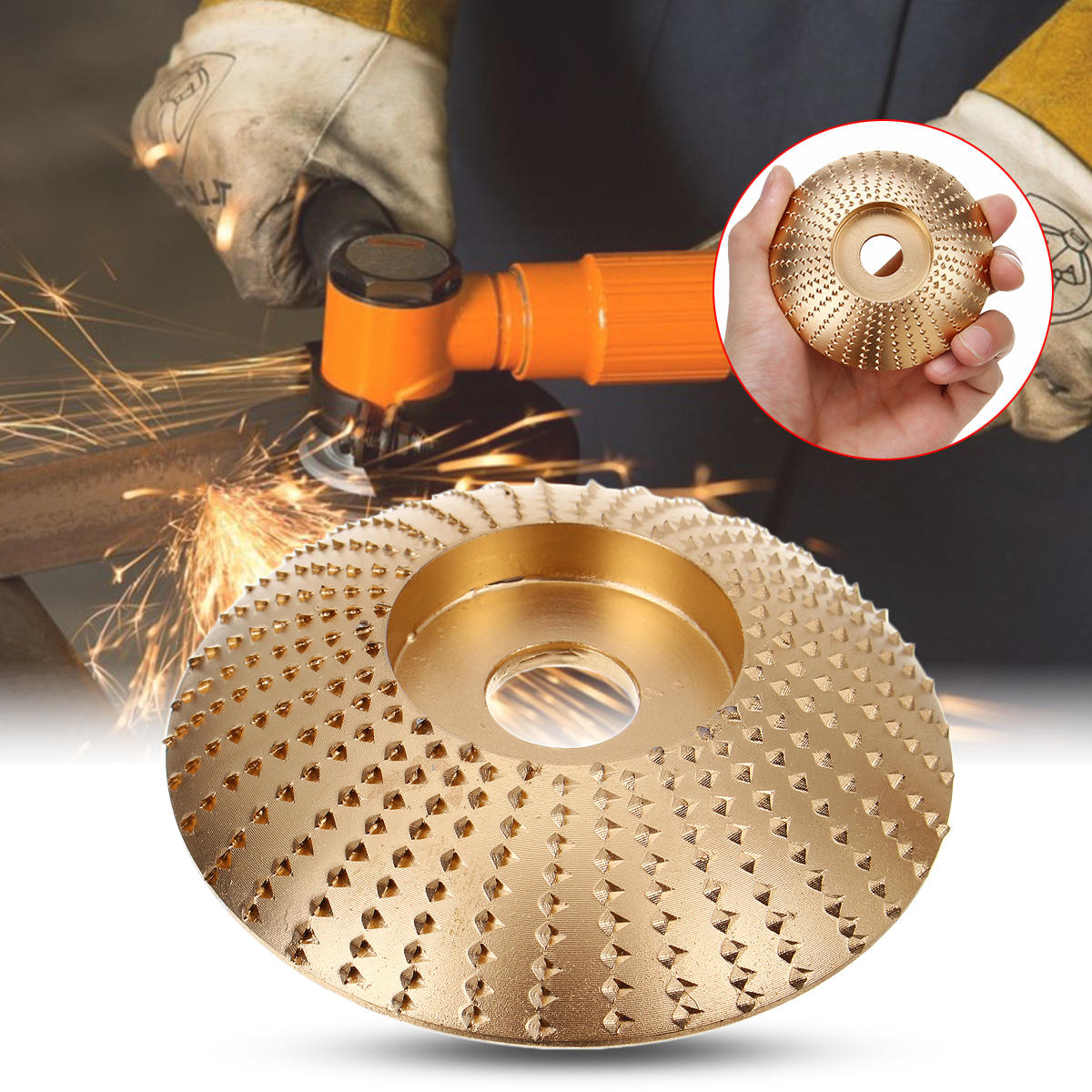 

85x16mm Golden Wood Carving Disc Wood Grinding Wheel Rotary Tool Abrasive Sanding Disc
