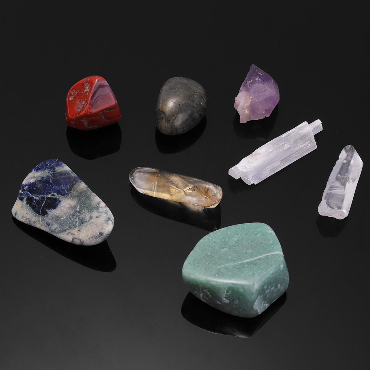 8PCS Natural Crystals Gemstones Quartz Minerals Stones Healing Specimen Wand Set