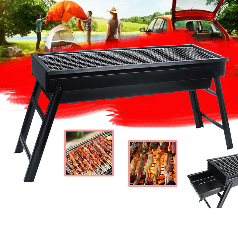 Összecsukható BBQ grill faszén barbecue kemping piknik grillező kályha