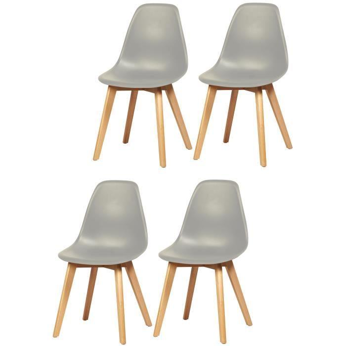 Sacha Set Of 4 Gray Dining Chairs With Wooden Solid Hevea Foot