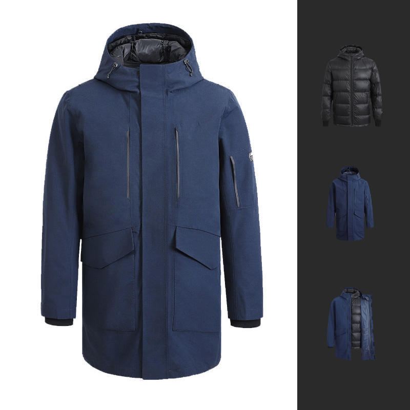 Jaqueta de penugem para homem Cotton Smith IP64 3 em 1 de comprimento médio para atividades ao ar livre, 5 casacos impermeáveis e quentes para o inverno.