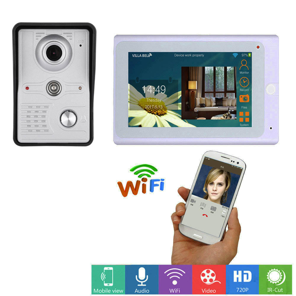 ENNIO 7 inch draadloos / bedraad wifi IP video deurtelefoon deurbel intercom toegangssysteem met IR-