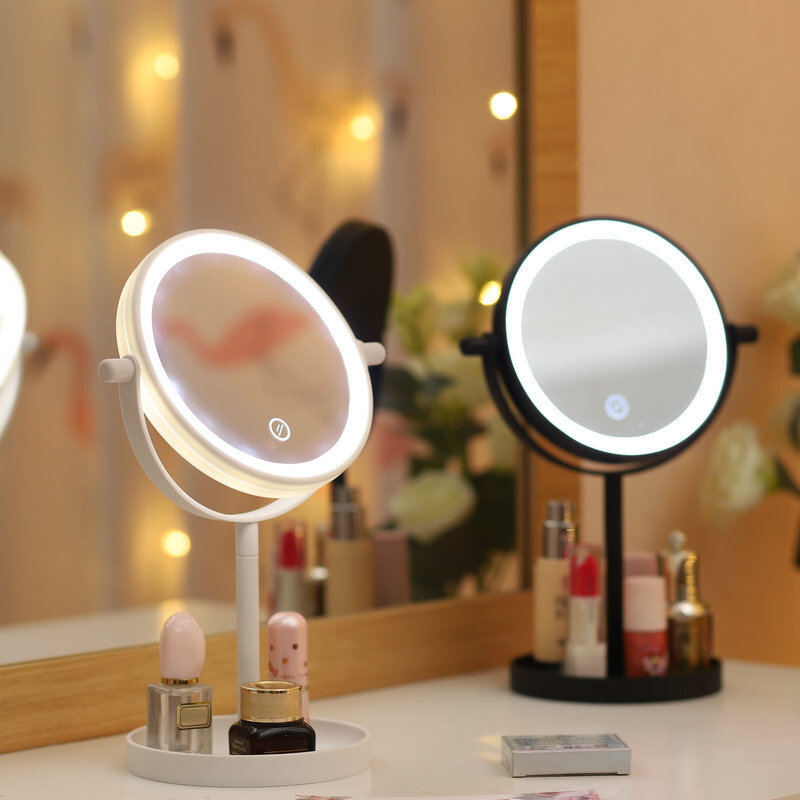 Portable 360° Rotaty 14 LED Light Makeup Mirrors Vanity Table Lamp Touch Screen