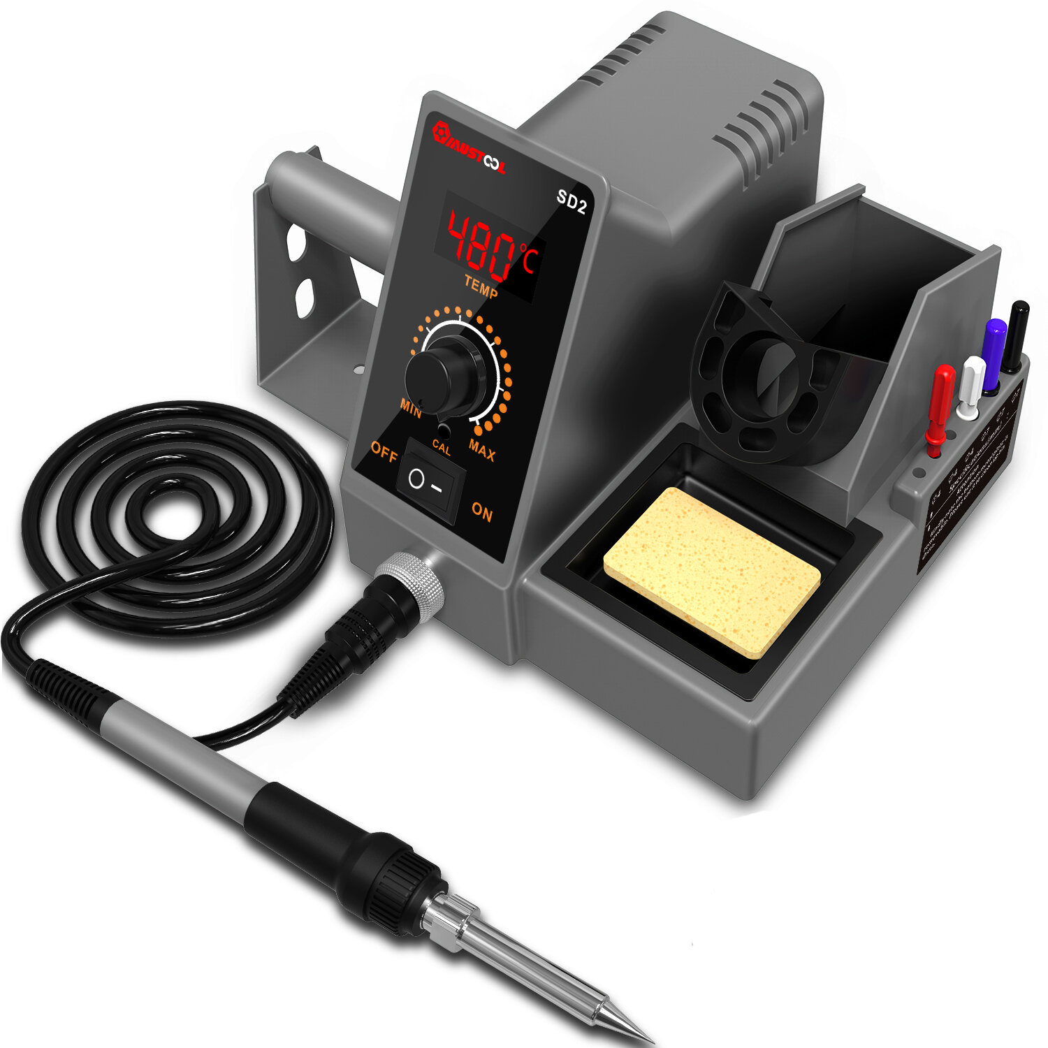 MUSTOOL SD1 SD2 LCD 60W Soldering Station Professional PID Soldering Iron Station Tool Kit Adjustable Temperature 200-480°C with Solder Wire Holder Soldering Iron Holder & Screwdriver Slot
