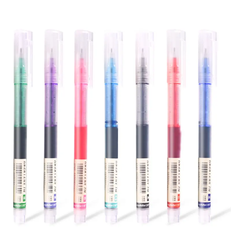 12Pcs Straight Liquid Ball Gel Pen Quick drying Multicolor Smooth Writing Pen For Students School Office Supplies 