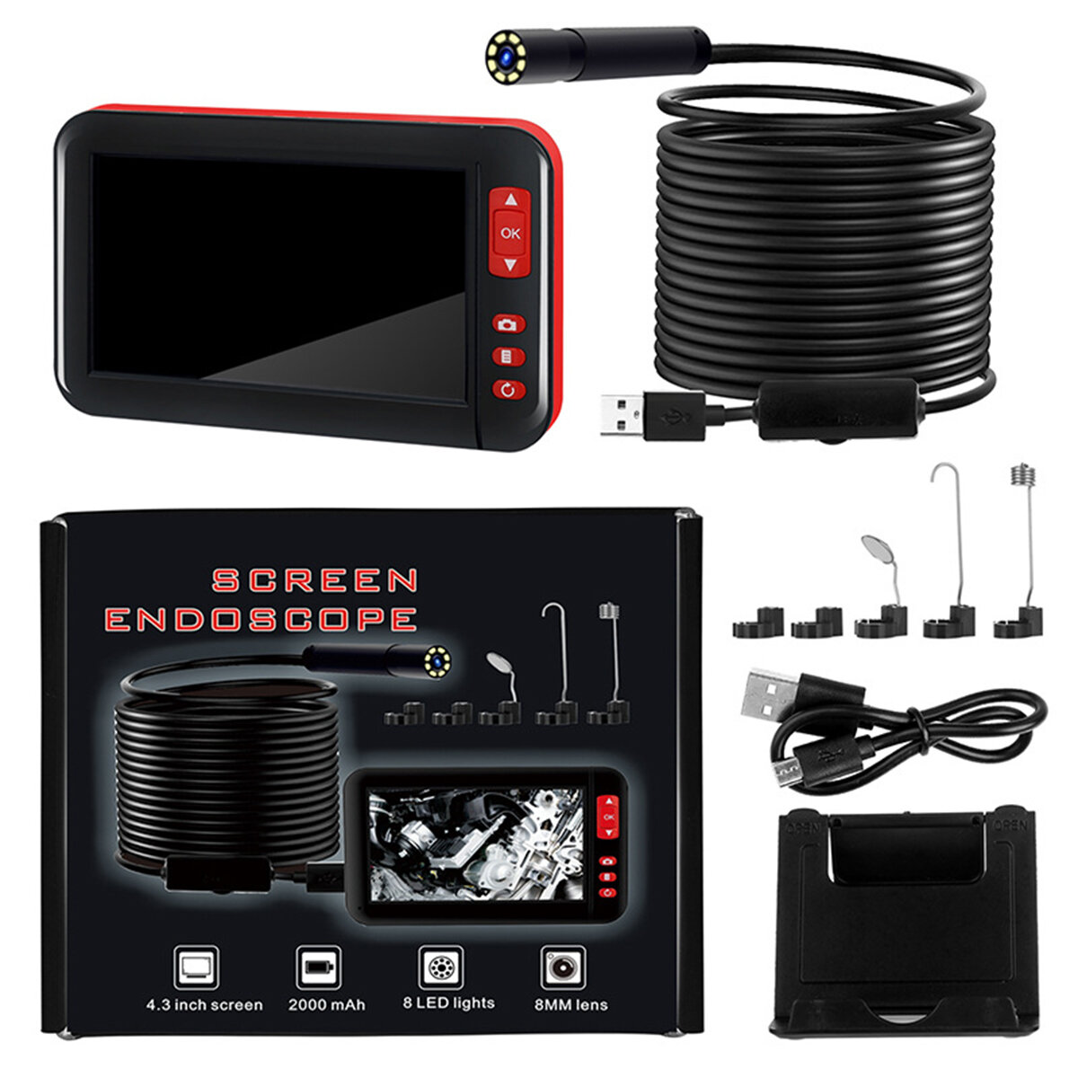 

4.3 Inch Mini Endo-scope Camera 1080P USB Cable Inspection Camcorder for Auto Repair Industrial Flexible Micro Cam