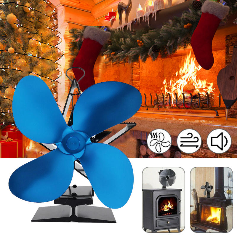 IPRee®7.87*3.95 Inch 4 Blades Heat Fireplace Fan Winter Warm Heater Eco Friendly Quiet Burner Fan Xiaomi 2