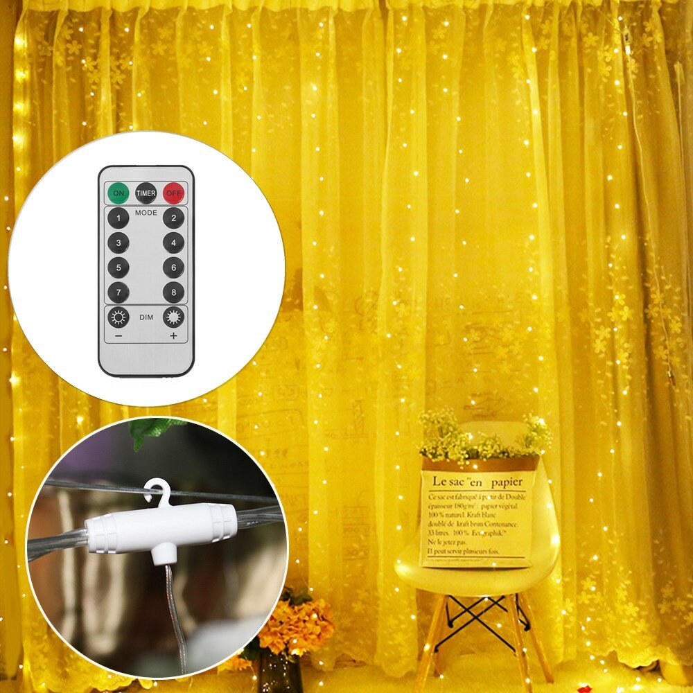3M * 1M 3M * 3M USB LED Gordijn Venster Lichtslinger met Hook Up Icicle Garland Kerst Bruiloft Lamp 