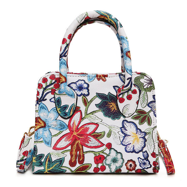 Women pu leather floral casual fashion vintage handbag shoulder bag ...