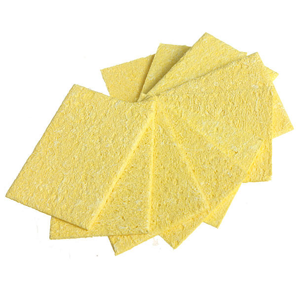 10X Soldering Iron Solder Tip Welding Cleaning Sponge Yellow New 