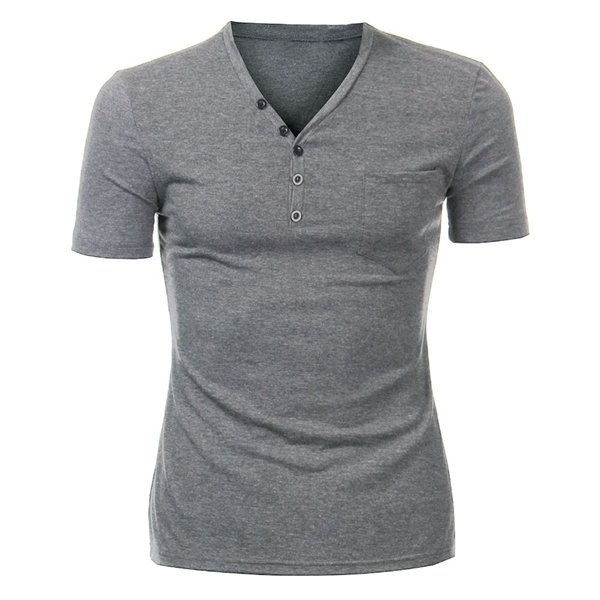 Men Cotton Button Plain Short Sleeve Henley T-shirt - US$13.99 sold out ...
