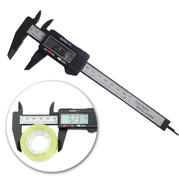 KANJJ-YU Measuring Tool 150mm 6inch LCD Digital Electronic Plastic Carbon Fiber Vernier Caliper Gauge Micrometer Rule Gauge 