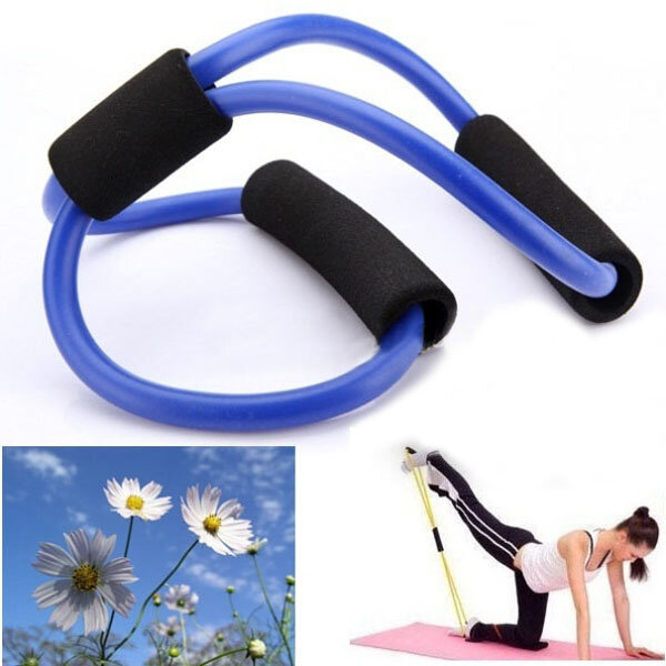 3X Yoga Weerstand Bands Tube Fitness Spieroefening Oefeningbuizen 8 Type Blauw