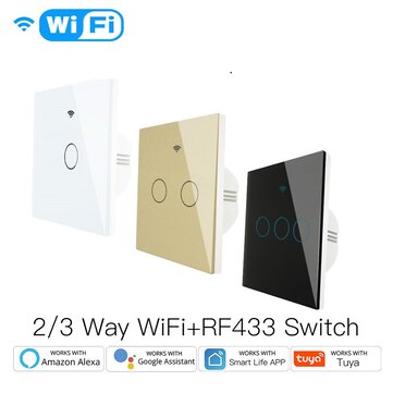Moeshouse 220V WiFi Smart Light Switch RF433 No Neutral Wire Single Fire Smart Life Tuya App Control Works with Alexa Google Home