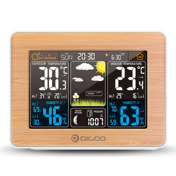 $11.99 DIGOO DG-EX002 Wood Grain Color Screen Weather Station