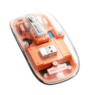 HXSJ T900 2.4G Wireless bluetooth-compatible 5.1 Transparent Mouse 800-2400 DPI Adjustable 400mAh Power Display Mute Click Gamer Mouse