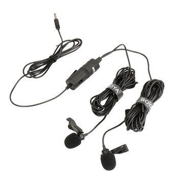 BOYA BY M1DM Dual Omni directional Lavalier Microphone Collar Mic for DSLR Camera Camcorder for Smartphone Audio Voice Recorders PC