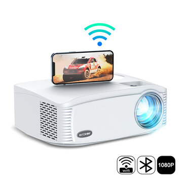 BlitzWolf®BW-VP15 1080P Projector WIFI Cast Screen 3D Native 1080P 7000 Lumens Bluetooth 5.8” LCD Display Keystone Correction Zoom 5000:1 Contrast Ration 2022 Upgraded Outdoor Movie Home Theater Without Screen Compatible USB HDMI VGA AV