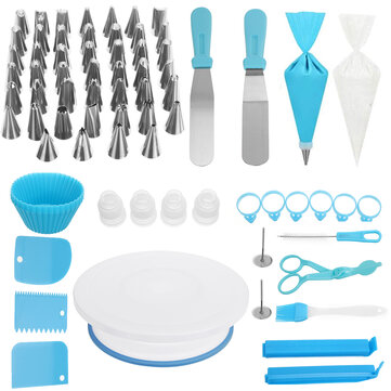 Cake Decorating Set Turntable Icing Nozzles Pen Spatula Stand Tools