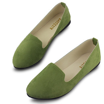 US Size 5-11 Women Flats Comfortable Casual Slip On Pointed Toe Suede Flat Loafers Shoes